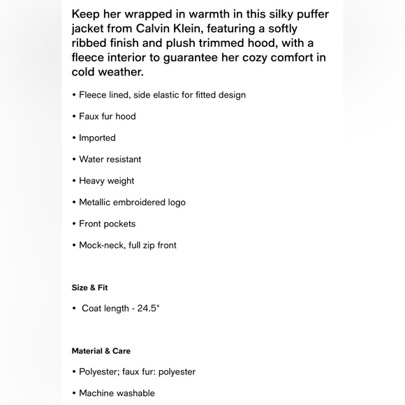 Calvin Klein Toddler/Little Girls Aerial Jacket - Picture 4 of 4